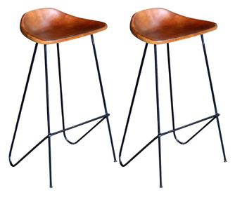 Barski stoli 2 kosa črno in rjavo pravo usnje