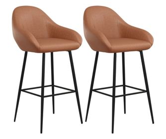 Barski stolčki 2 kosa svetlo rjavo umetno usnje