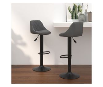 Bar stolčki, 2 kosi, temno sivi, žamet