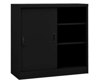Ormar za ured s kliznim vratima, crni, 90x40x90 cm, čelik