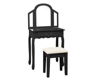 Fekete fslkdasztal szkkel 65x36x128 cm paulownia fa MDF