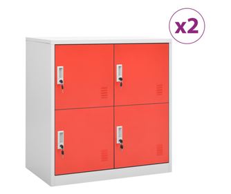 Omare 2 kosi svetlo siva in rdeča 90x45x92,5 cm jeklo