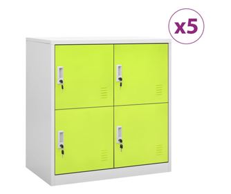 Ντουλάπια Γραφείου 5 τεμ. Ανοιχτό Γκρι/Πράσινο 90x45x92,5 εκ. Ατσάλι