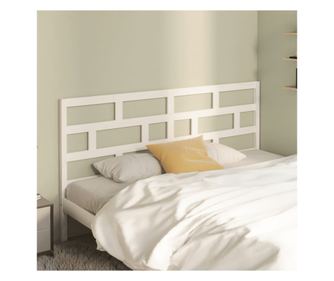 Κεφαλάρι κρεβατιού, λευκό, 206x4x100 εκ., μασίφ ξύλο πεύκου