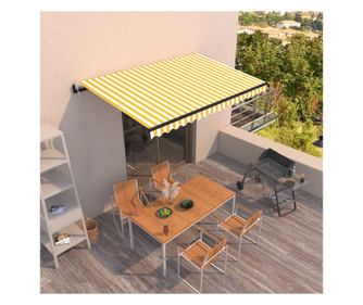 Zložljiva avtomatska senčnica, rumena in bela, 450x350 cm