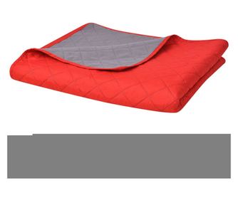 Διπλής Όψης Κουβέρτα Κρεβατιού με Καπιτονέ, 230 x 260 εκ., Κόκκινο και Γκρι