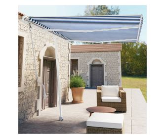 Автоматична самостоятелна прибираща се тента синьо&бяло 350x250 см