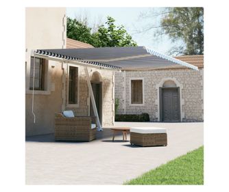 Автоматична самостоятелна прибираща се тента синьо-бяла 600x300 см