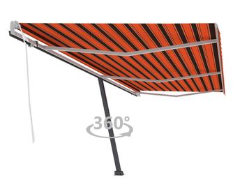 Kzi mozgats visszahzhat napellenz, narancssrga/barna, 600x300 cm