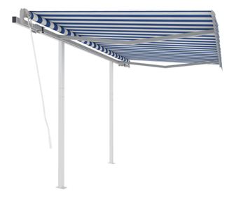 Avtomatsko zložljiva tenda s stebrički 3x2,5 m modra in bela