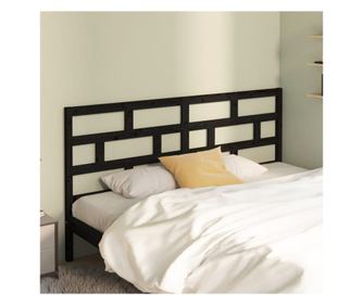 Κεφαλάρι Κρεβατιού, Μαύρο, 186x4x100 εκ., από Μασίφ Ξύλο Πεύκου