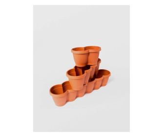 Jardiniera bella cu tavita, 25X15X15 cm, Plastic Maro