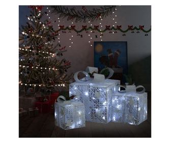 Božićne poklon kutije dekor 3 kom. srebrna vanjska/unutarnja