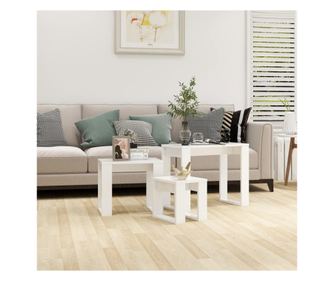 Σετ τραπεζιών, 3 τεμ., λευκό, σύνθετο ξύλο