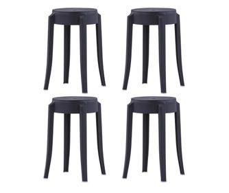 Stolčki, 4 kosi, črni, plastika