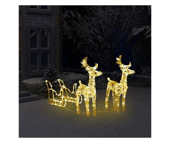 Božićna dekoracija s irvasom i saonicama, 160 LED dioda, 130 cm, akril