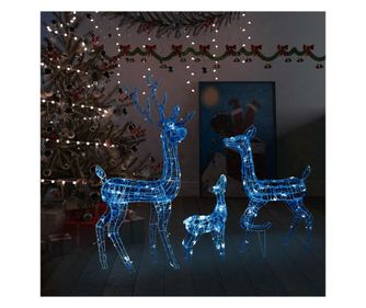 Obitelj jelena božićna dekoracija 300 LED dioda akrilna plava