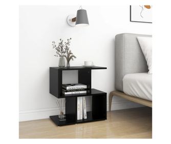 Κομοδίνα, 2 τεμ., Μαύρο, 50x30x51,5 εκ., Μοριοσανίδα