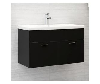 Fekete mosdkagyl szekrny, 80x38,5x46 cm, laminlt forgcslap