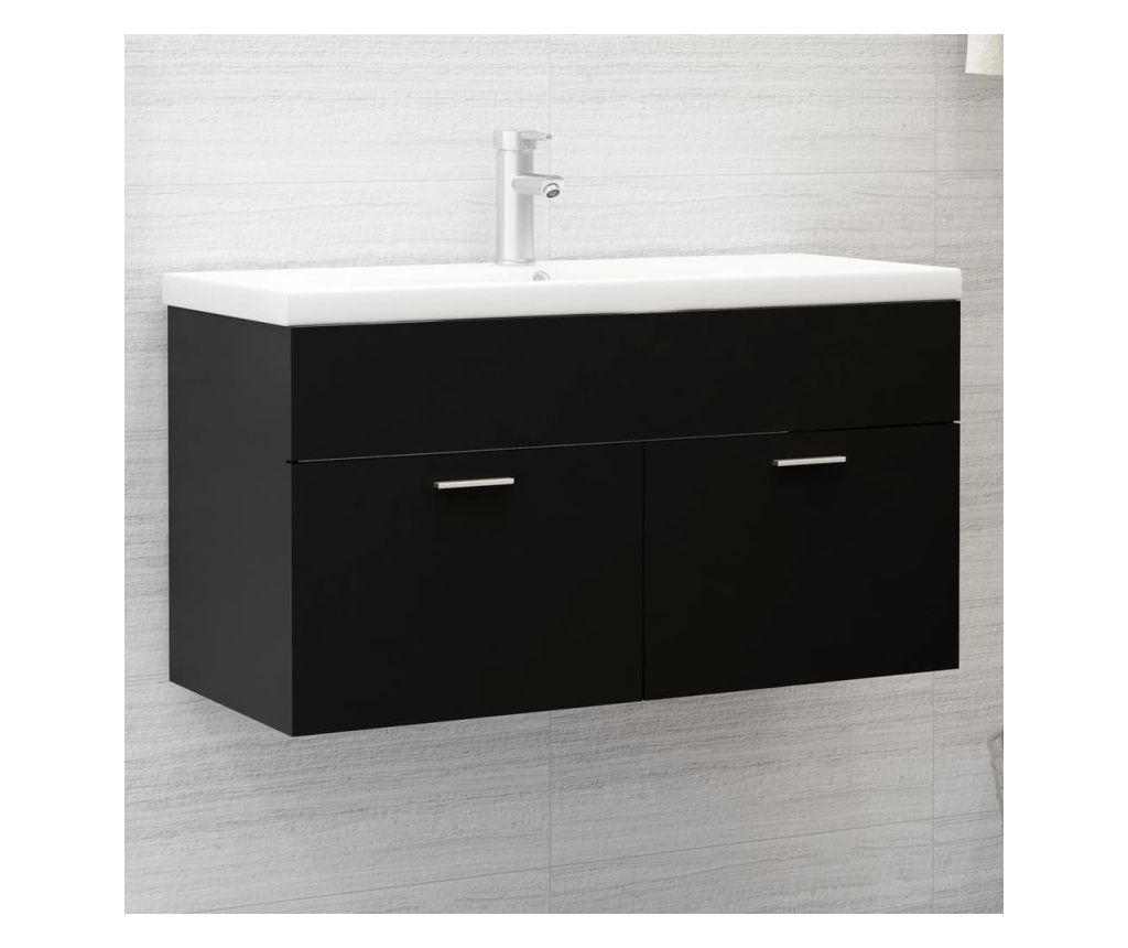 Dulap de chiuvetă, negru, 90x38,5x46 cm, PAL