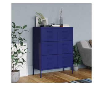 Ντουλάπι με συρτάρια, Μπλε Ναυτικό, 80x35x101.5 εκ., Ατσάλι