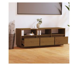TV komoda, medeno smeđa, 140x37x50 cm, masivno borovo drvo