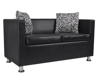 2 személyes kanapé, fekete, műbőr