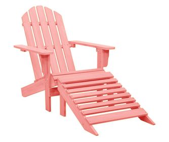 Vrtna stolica z ottomano Adirondack, roza, masivna smreka