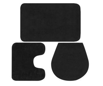 Комплект постелки за баня, 3 бр, текстил, антрацит