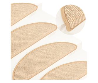 Tepisi za stepenice, 15 kom., krem, 56x17x3 cm