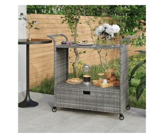 Barni voziček s predalom, siva, 100x45x97 cm, poliratan