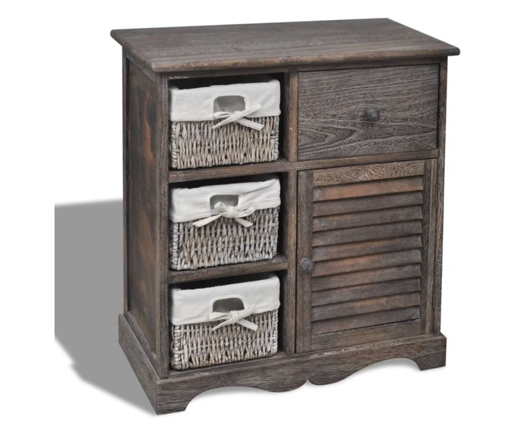 Ξύλινο Ντουλάπι με 3 плетены кошове αριστερά, Καφέ