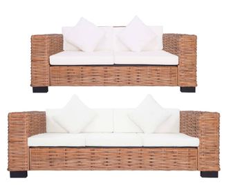 Комплект възглавници за дивани от 2 части, естествен ратан