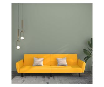 2 személyes kanapé, sárga, bársony