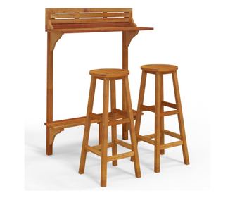 Set mobilier de bar de balcon, 3 piese, lemn masiv de acacia