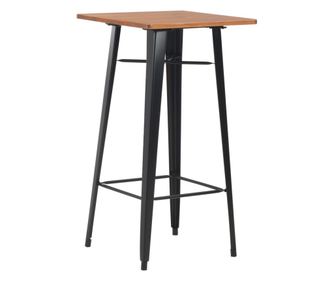 Barna miza, črna, 60x60x108 cm, jeklo in masivni bor