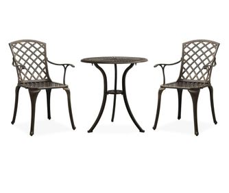3-dijelni bistro set od lijevanog aluminija brončani