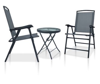 3-dijelni bistro set sivi čelični