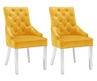 Zakretne stolice za blagovaonicu, 2 kom., žute, baršun