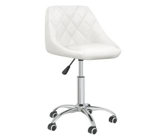 Okretni kuhinjski stolac, bijeli, ekološka koža