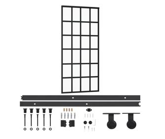 Ușă glisantă cu set feronerie, 90x205 cm, sticlă ESG/aluminiu