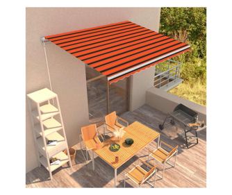 Ръчно прибираща се тента, оранжево и кафяво, 400 x 300 см