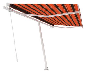 narancs és barna kézzel kihúzható póznás napellenző 400x300 cm
