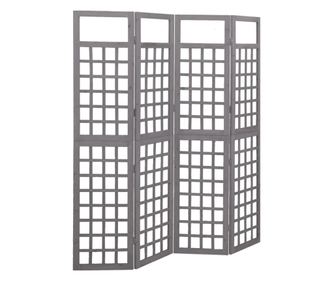 Pregrada za sobu s 4 panela, siva, 161x180 cm, smrekove letvice