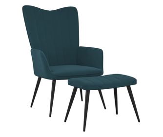 Sedež za sprostitev s taburejem, moder, žamet