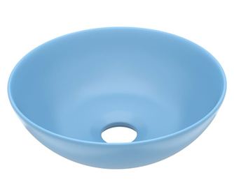 Chiuvetă pentru baie, albastru deschis, ceramică, rotund
