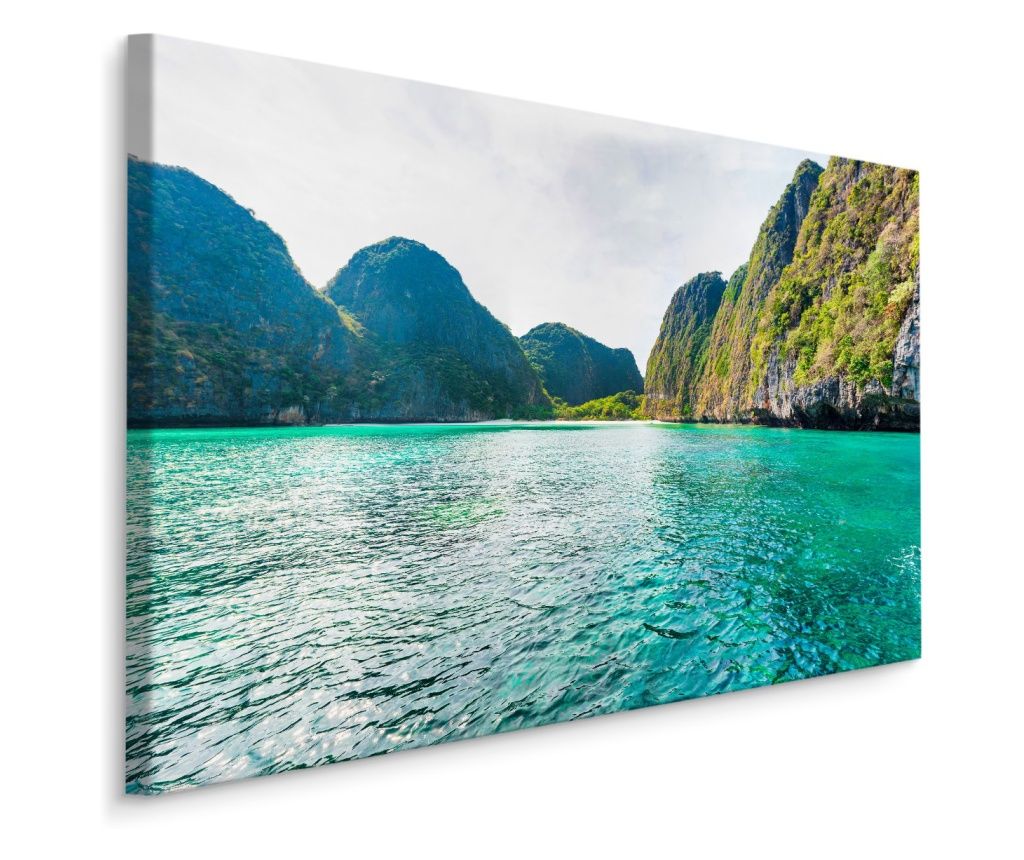 Canvas Picture for Living Room Turquoise Water SEA Mountains Landscape Nature 90cm x 60cm