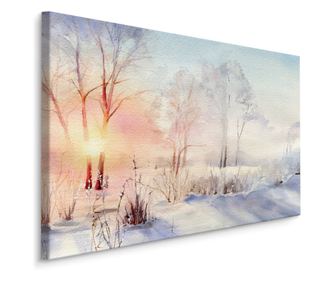 Vászonfestmény az étkezőbe Napkelte az erdőben Akvarell 40cm x 30cm