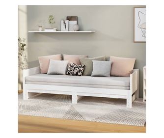 Pat extensibil de zi, alb, 2x(80x200) cm, lemn masiv de pin