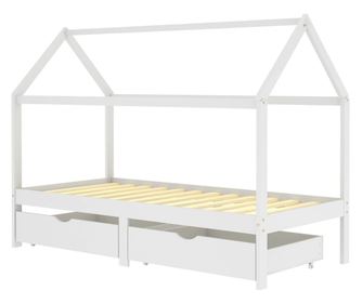 Okvir za dječji krevet s ladicama bijeli 90x200 cm od borovine